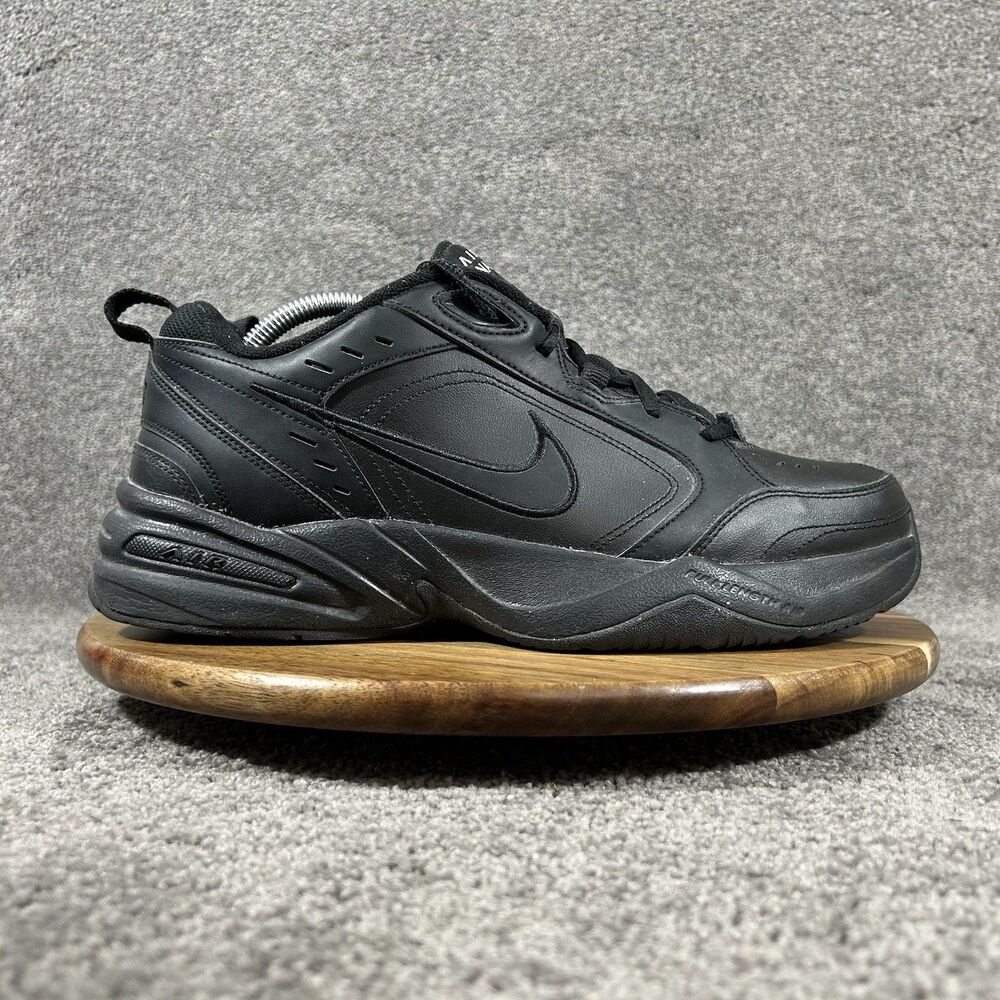 Nike Air Monarch IV Men's Size 10.5 Triple Black Athletic Walking Dad Shoes Used